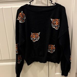 Dressed in LALA Black Sweater with Tiger Design
